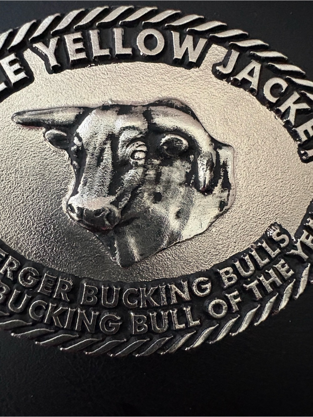 Little Yellow Jacket PBR Bucking Bull Commemorative Belt Buckle Berger Bulls - Picture 2 of 5